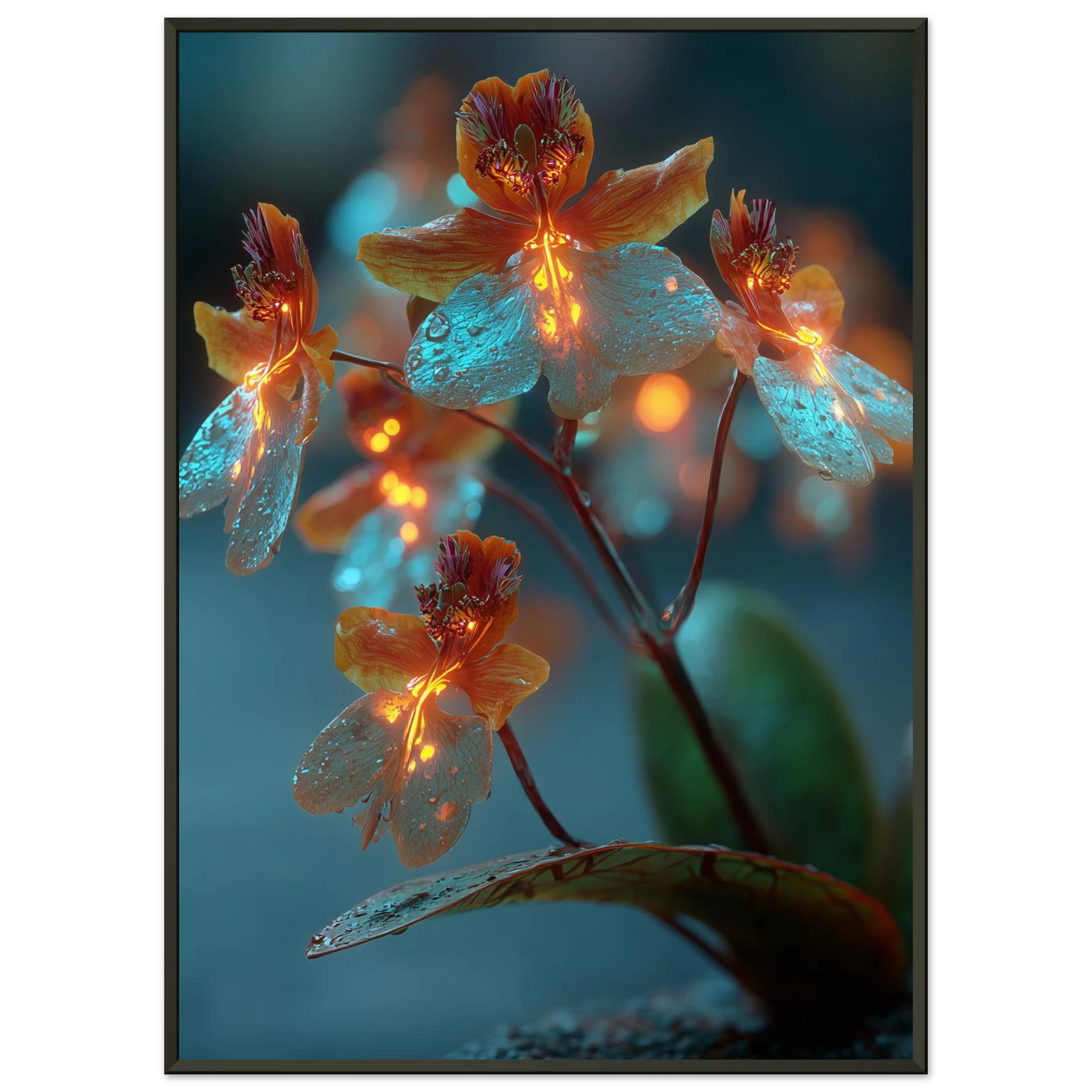 Flot Blomst - Sort Metalramme